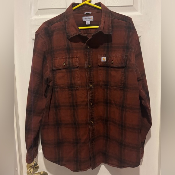 Carhartt Rugged Flex Plaid 🟩& Original Fit Flannel 🟧 Shirt BUNDLE, sz L - Picture 7 of 13